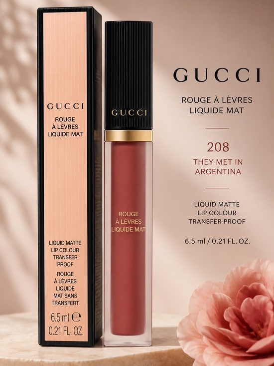 Gucci Other - Gucci Rouge À Lèvres Liquide Mat Lipstick 208 They Met In Argentina 6.5 mL NIB